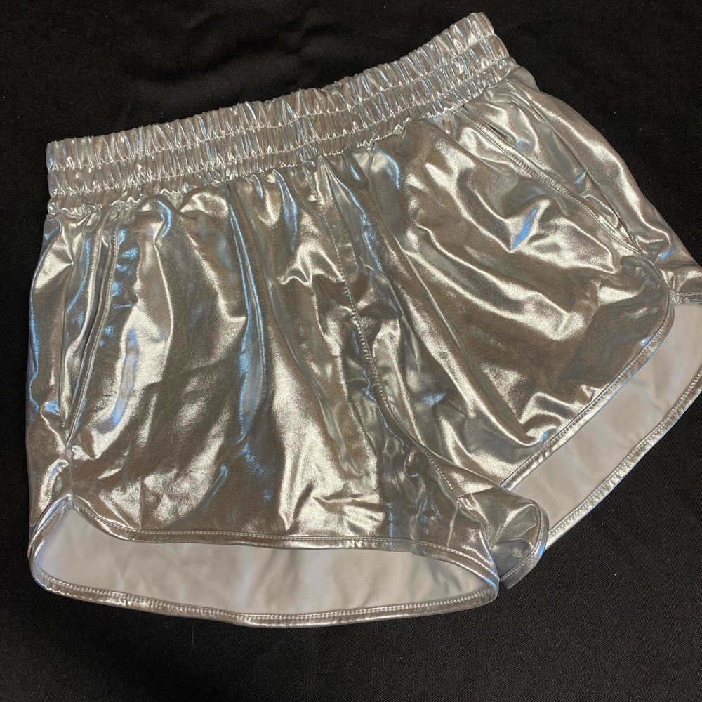 Silver Metallic Women’s Athletic Shorts